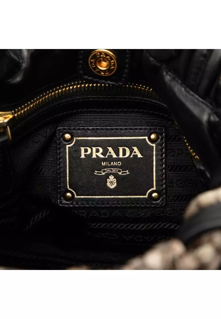 Pre-Loved Prada Tessuto Python Print Bow Satchel