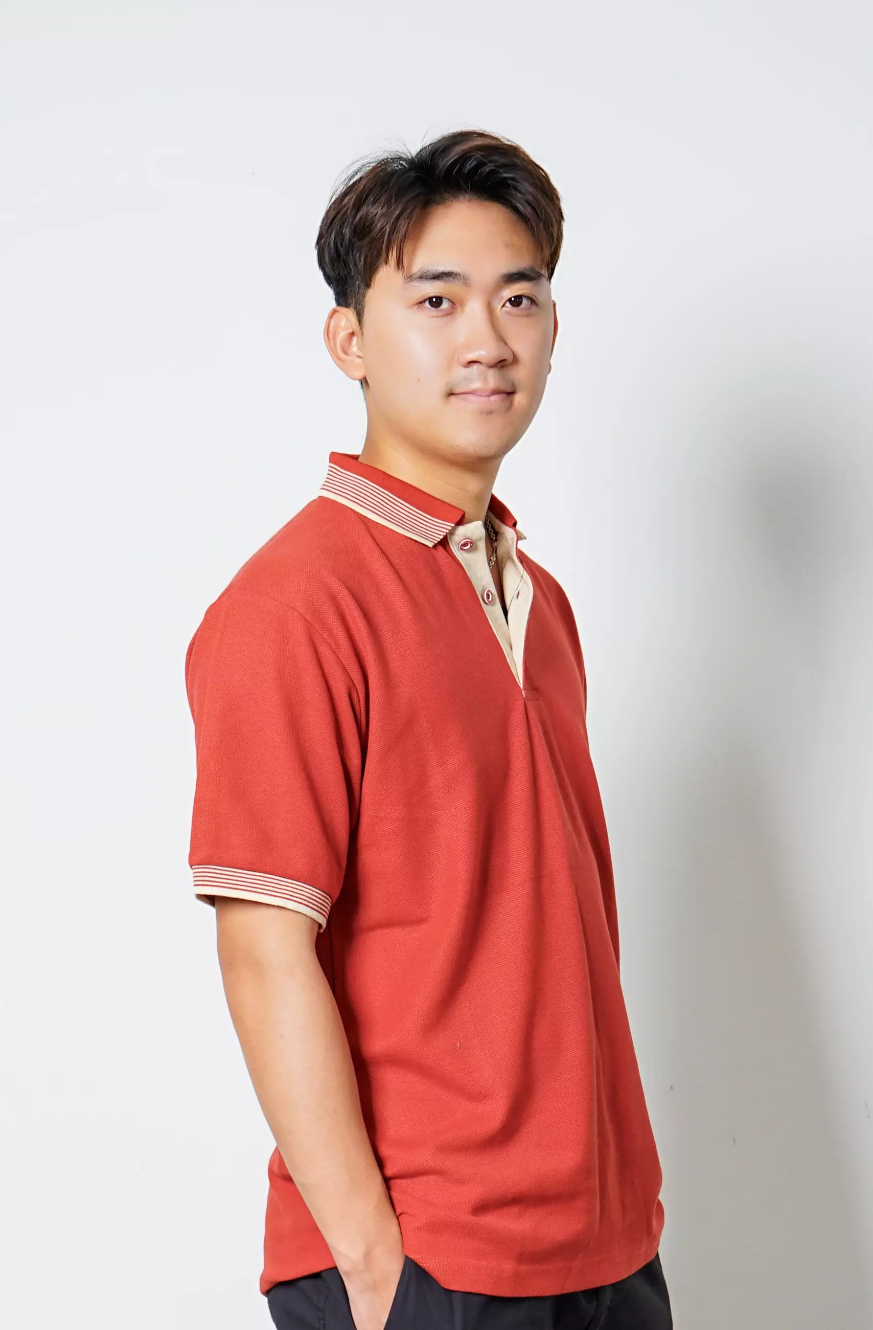 Andre Michel Kaos Polo Shirt Lengan Pendek Merah Bata Lis Cream 922 61