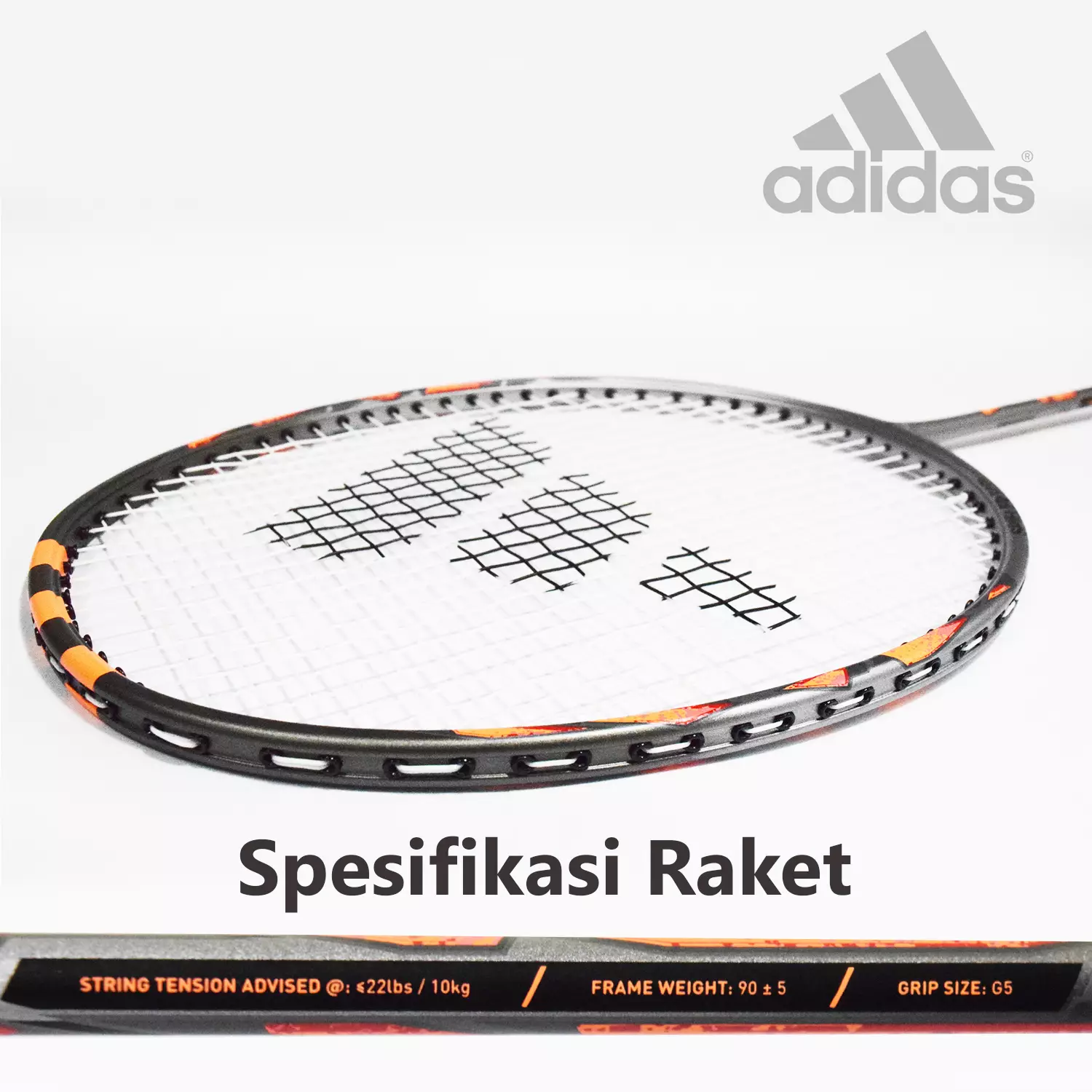 Paket Raket Badminton Spieler E07.1 Matte Silver dan Grip Adidas Overgrip Black