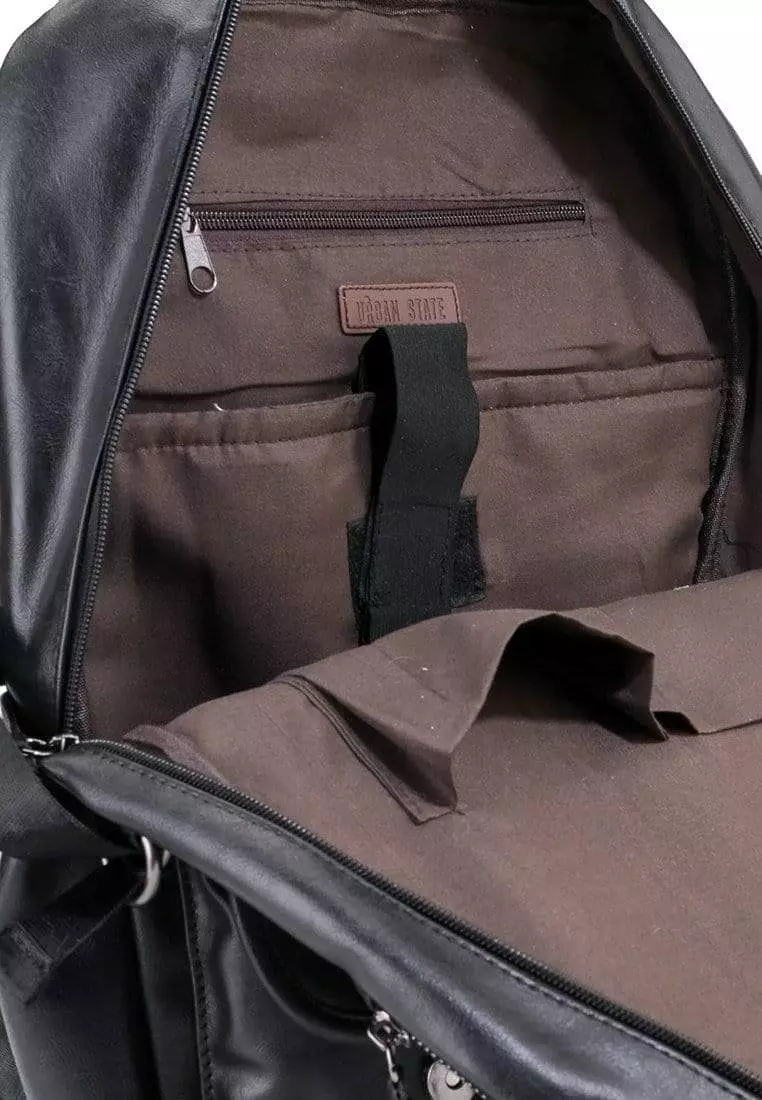 Pu Buckled Zipper Backpack