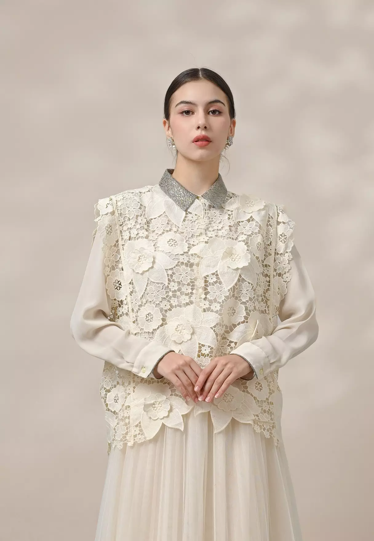 Fleurine Vest - Ivory