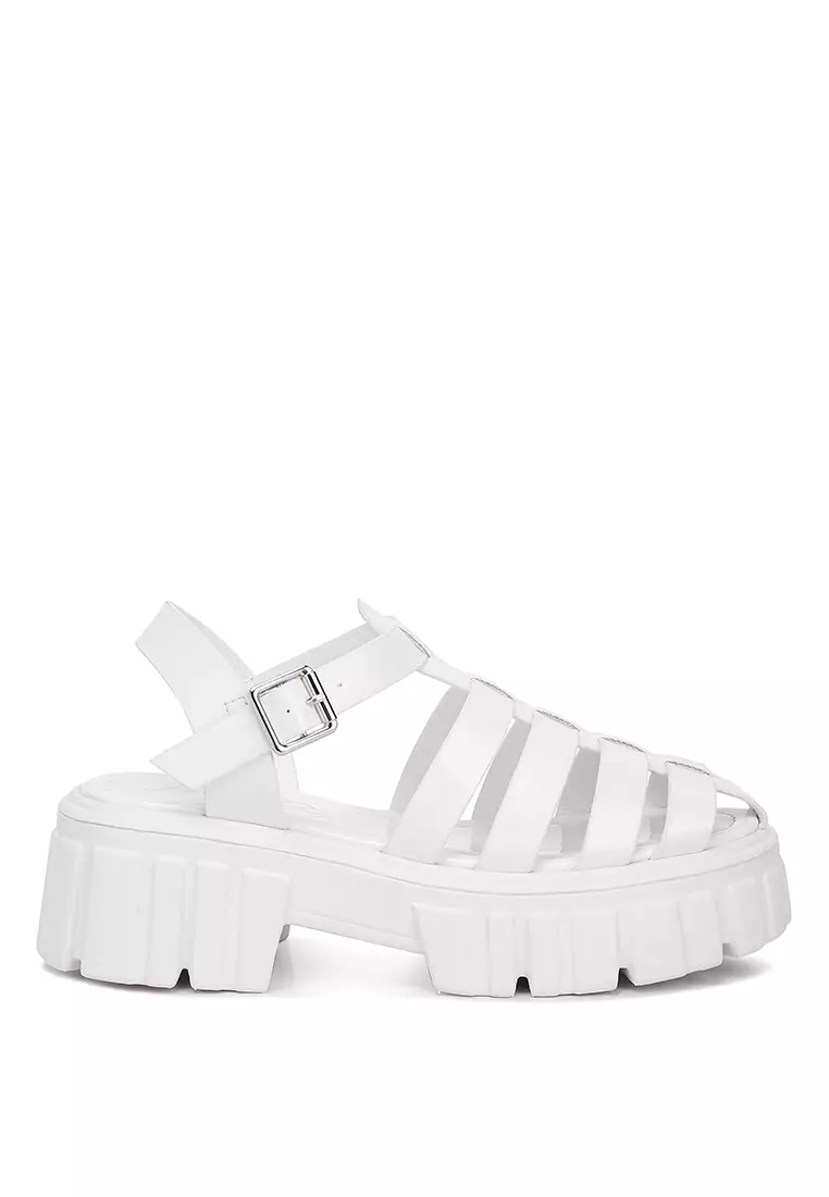 白色 Gladiator 粗跟涼鞋