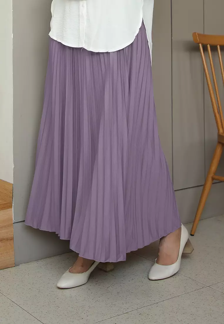 Cotton Bee - Rok Plisket Niana Aline Basic - Purple Yum