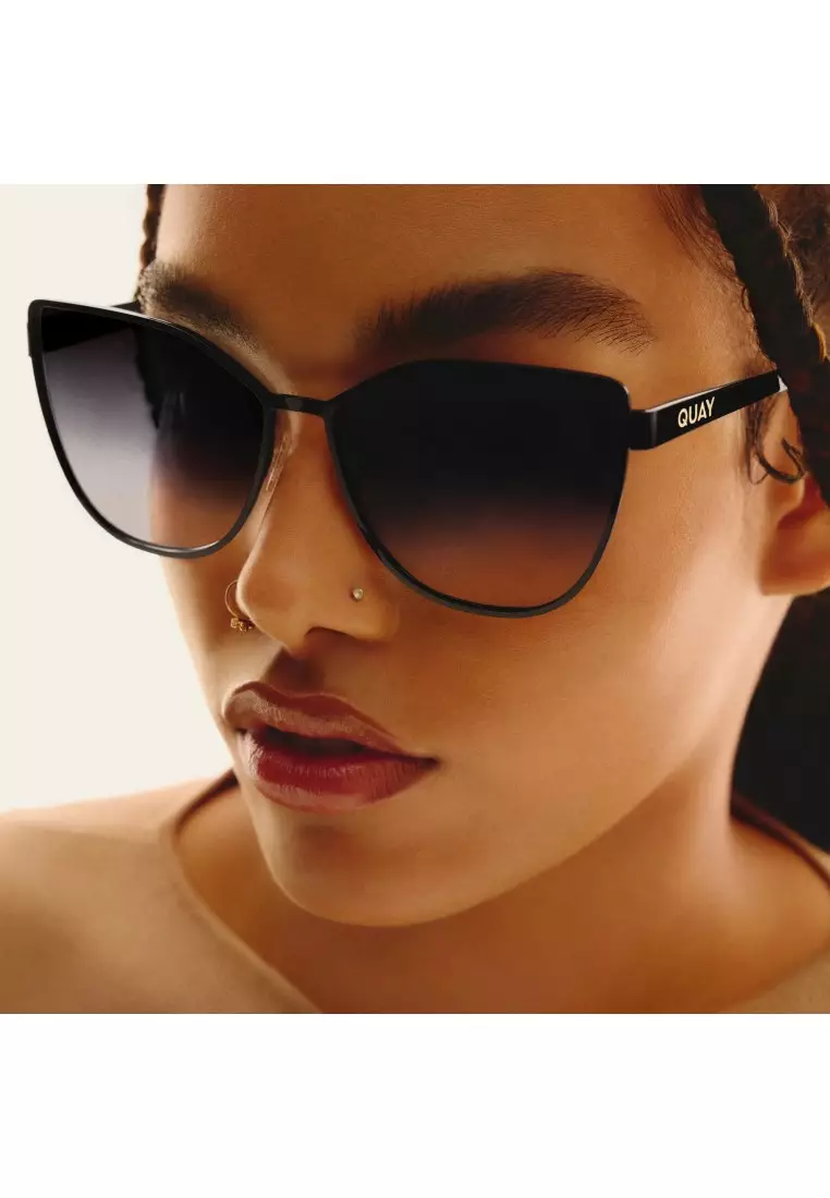 QUAY In Pursuit Sunglasses - Black/Black Plum Pink