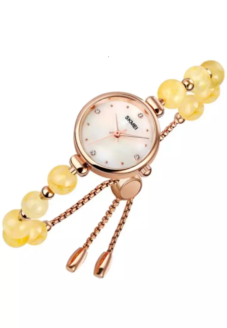 Jam Tangan Analog Wanita Waterproof Strap Tali Material Natural Stone DV56 ORIGINAL