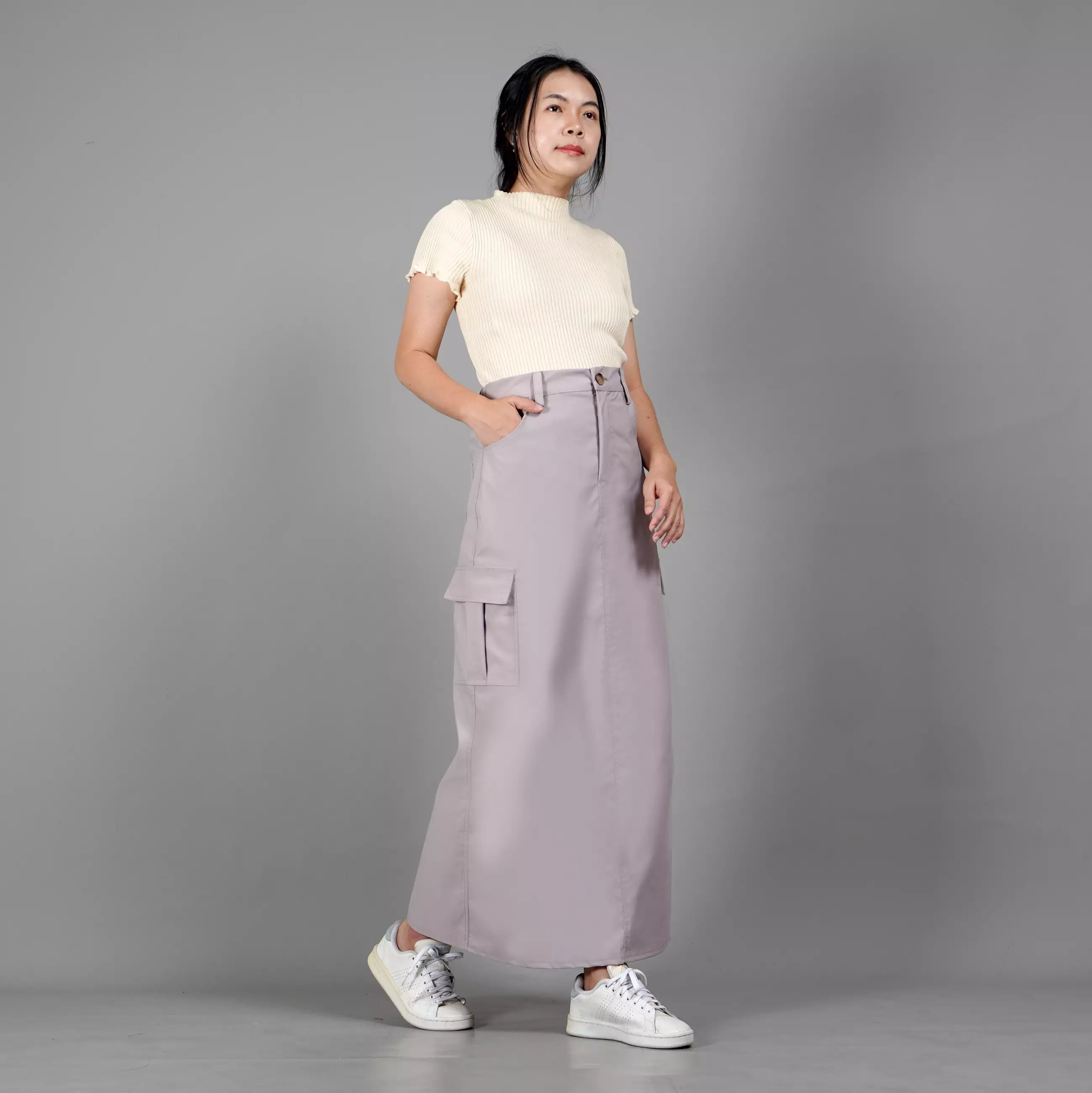 MAGGIE Cargo Skirt Rok Cargo Rok Kargo Rok Gaya Korea - BEIGE