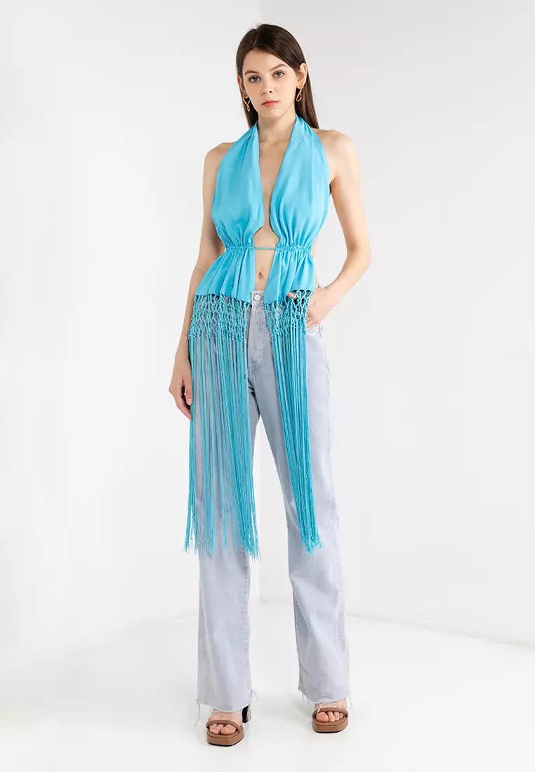 Fringed Top With Open Back