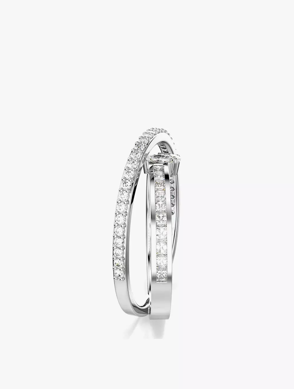 Hyperbola Ring, Mixed Cuts, White, Rhodium Plated - 52 - White