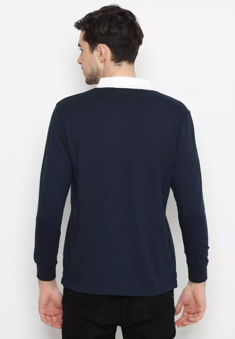 Matsuda Kaos Rugby Polo Shirt Pria Lengan Panjang Fujidera