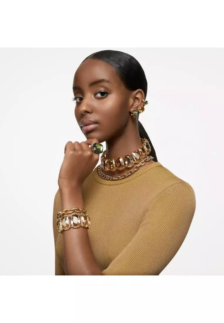 Dextera Hoop Earrings Octagon Pavé Medium White Gold-Tone Plated