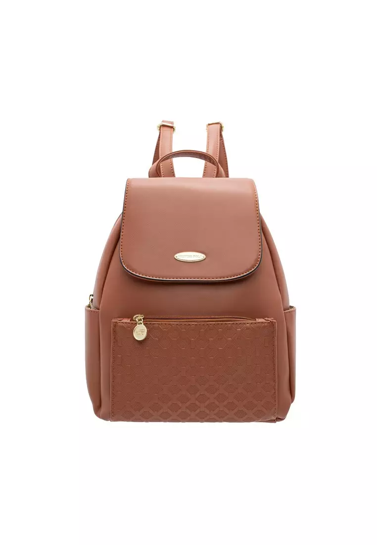 British discount leather backpack