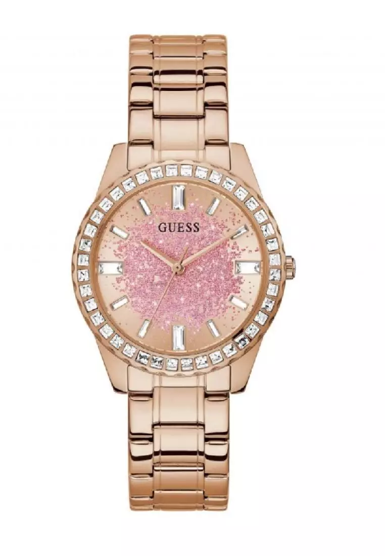 Buy Guess Guess Glitter Dial Rose Gold Stainless Steel Strap Women