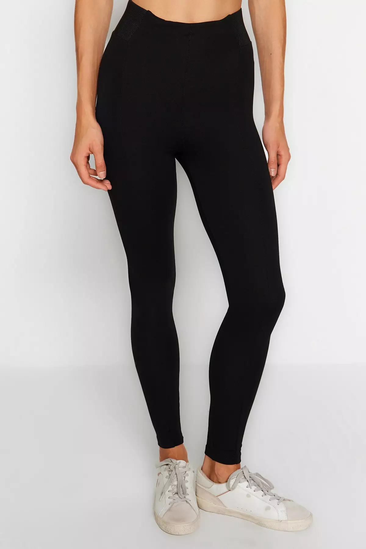 Trendyol Black High Waist Interlock Knitted Leggings With Elastic Waist  2023, Buy Trendyol Online