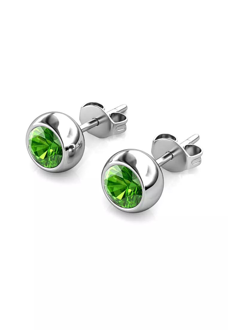 Birth Stone Moon Earring August Peridot WG - Anting Crystal Swarovski by Her Jewellery