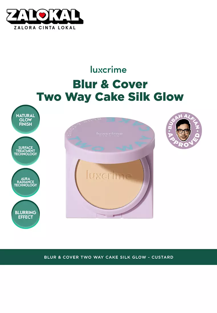 NEW Silk Glow Luxcrime Blur & Cover Two Way Cake - Custard
