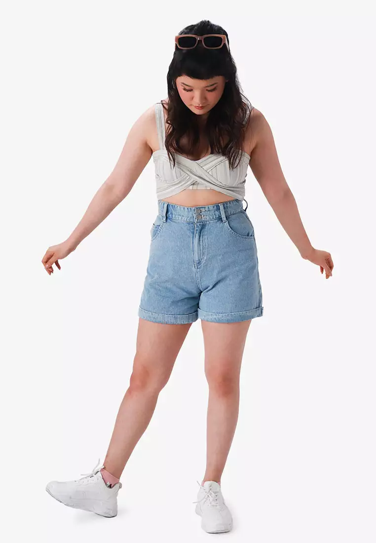 Striped Self Tie Crop Top