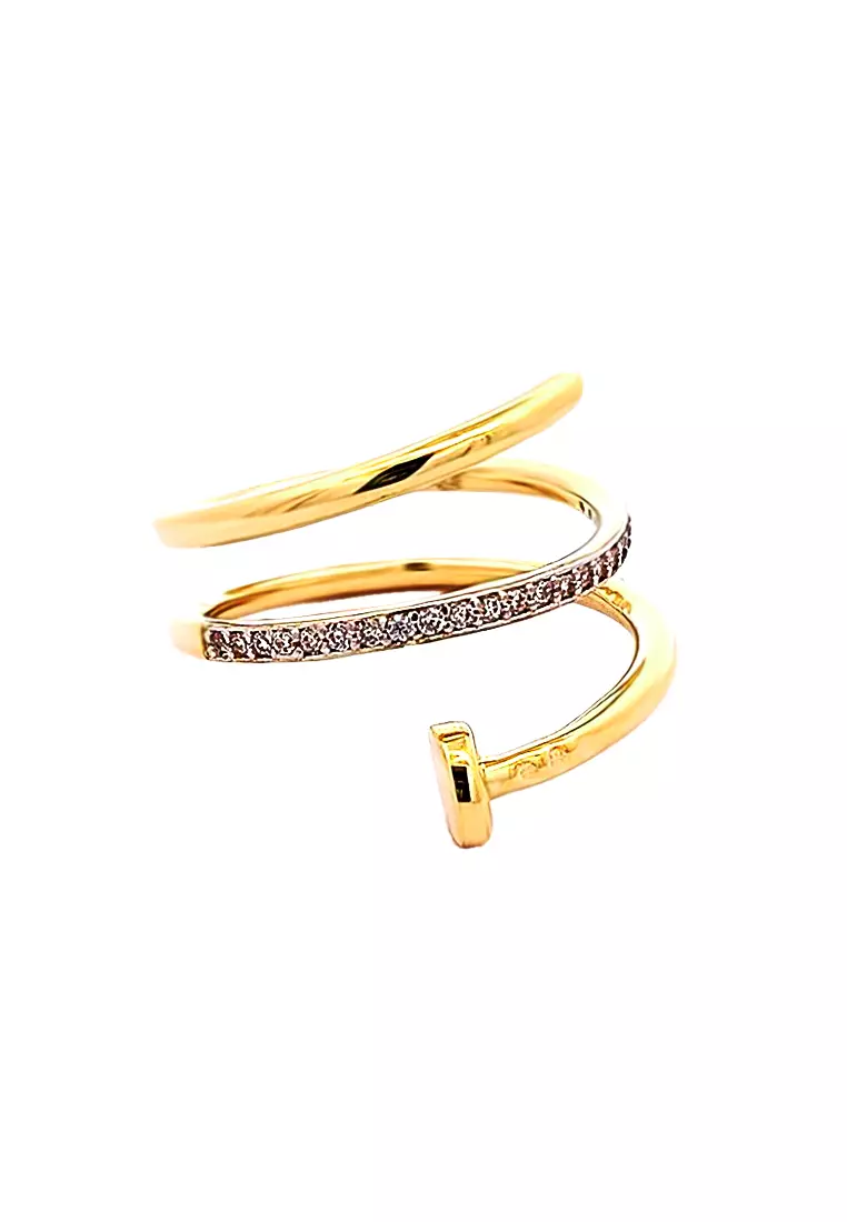 18K HQZ Yellow and White Gold Ladies Ring GRL-6091