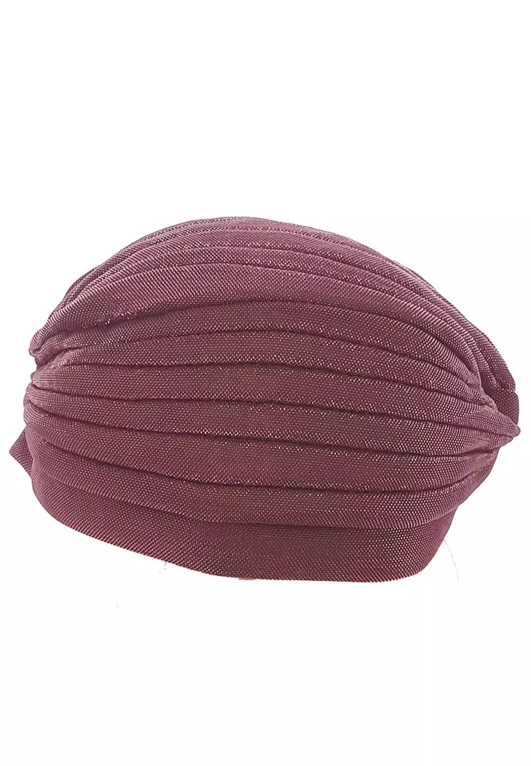 Metallic Plain Turban Plum