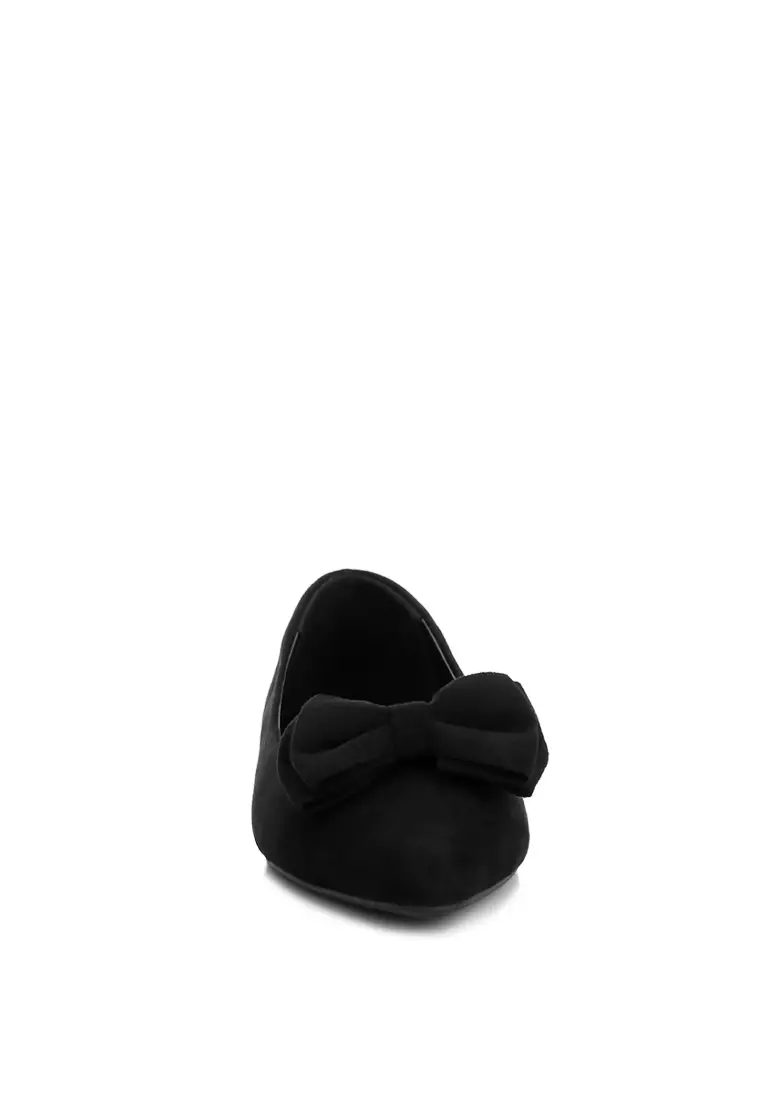 Black Micro Suede Bow Ballerinas
