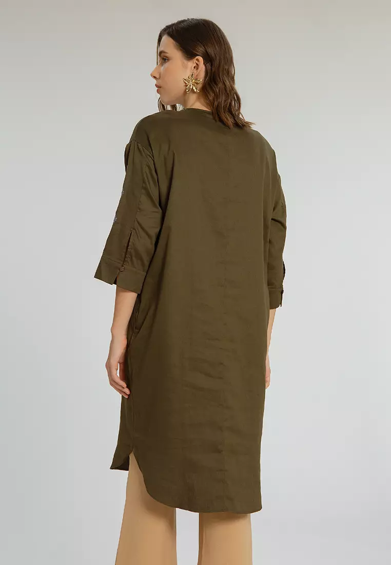 Midi Emb Dress IVY GREEN S
