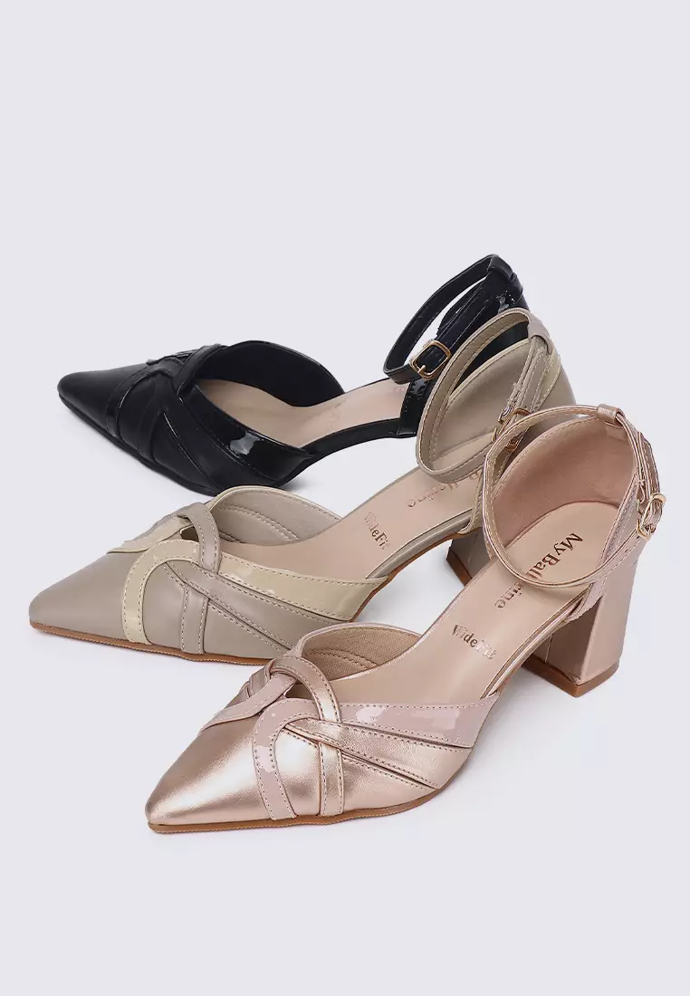 Aya WideFit Comfy Heels In Taupe