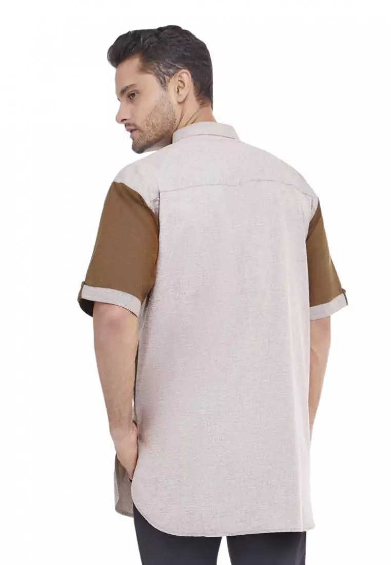 Zayidan Baju Koko Gamis Muslim Pria Nabeel - Cream