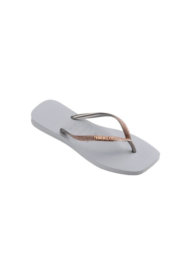 Women Slim Square Glitter Flip Flops - Ice Grey