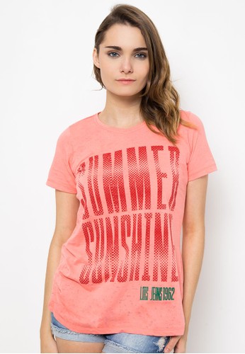 Burn Out T-Shirt Short Sleeve Coral