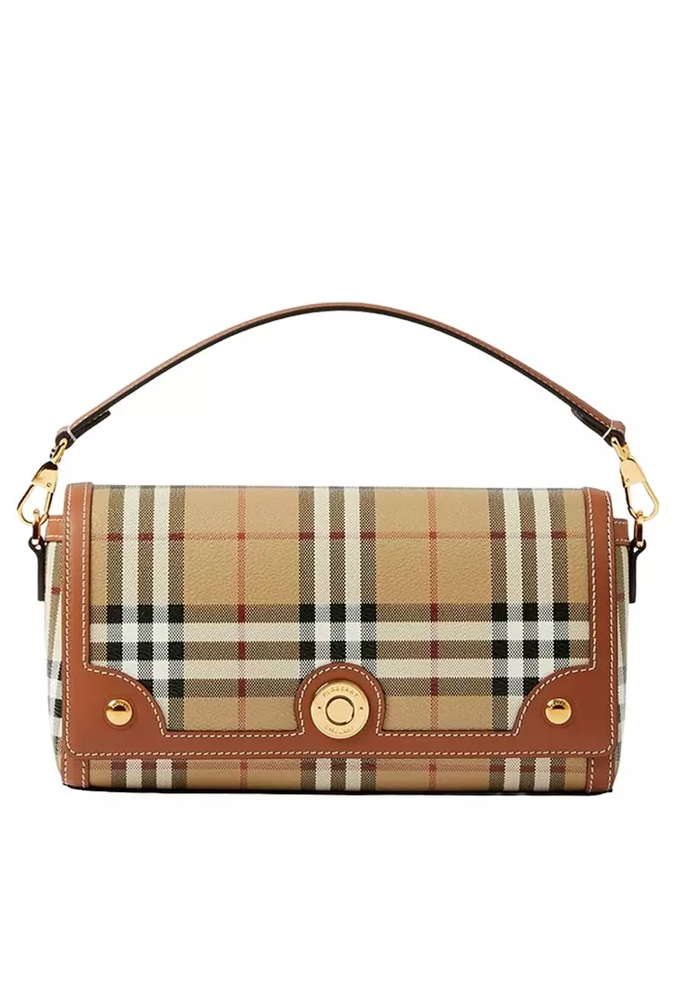 【BURBERRY】Top Handle Note Crossbag/追跡可能/全国送料無料 Burberry Note Check Canvas Top-Handle Bag | Neiman Marcus