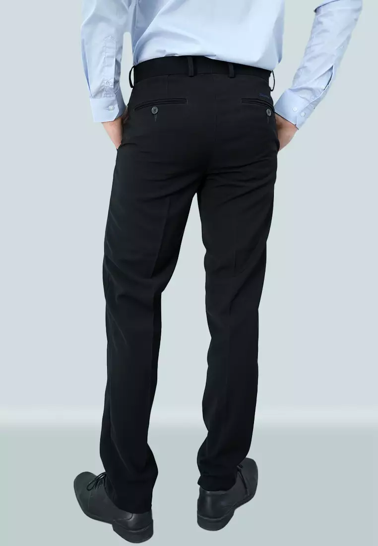 Johnwin - Celana Formal Pria Warna Hitam Polyester F.1012.010.162.C