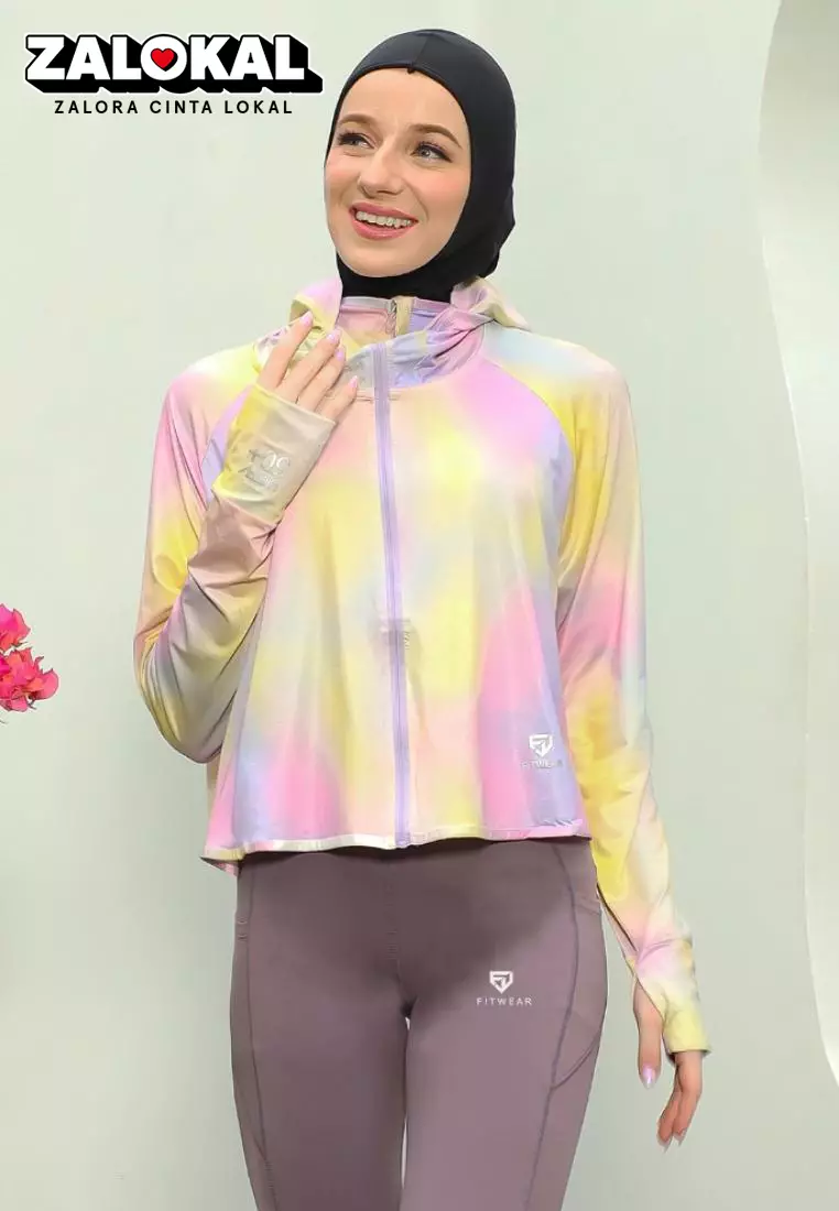 Fitwear - Jaket K-Style Anti UV Olahraga Wanita RIHANNA UPF 50++ CROP - MIXED PURPLE