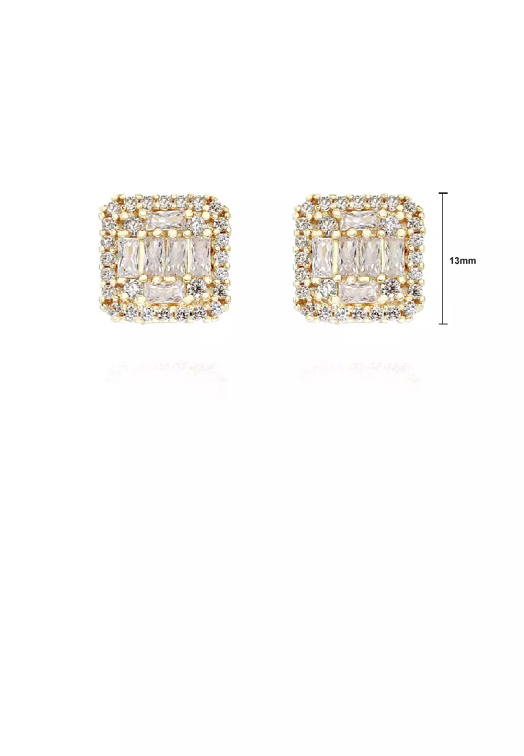 Gold cube cheap stud earrings