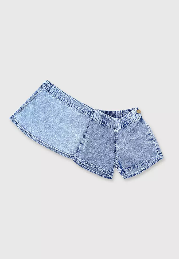 Wakakids Rok Celana Jeans Anak Perempuan Skort Snow Wash 037