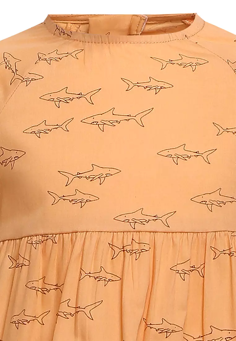 Qna Girl Pandora Dress Midi Anak Orange Muda