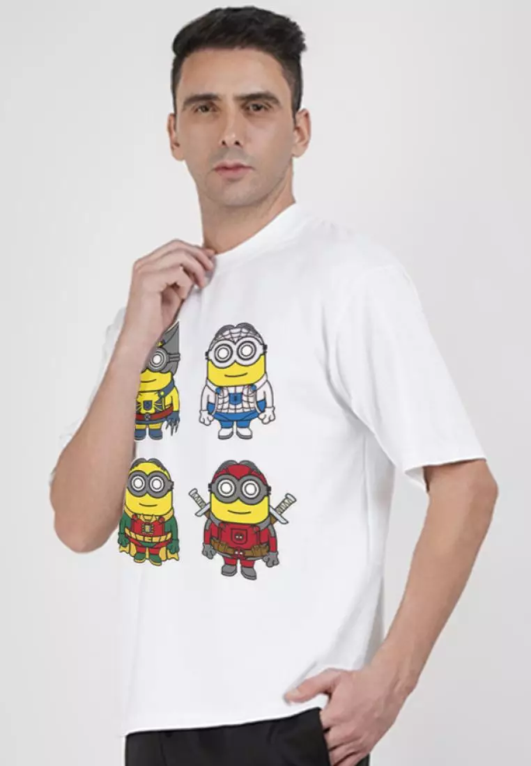 Oversized Minion White Cotton Short Sleeve Essential T-Shirt