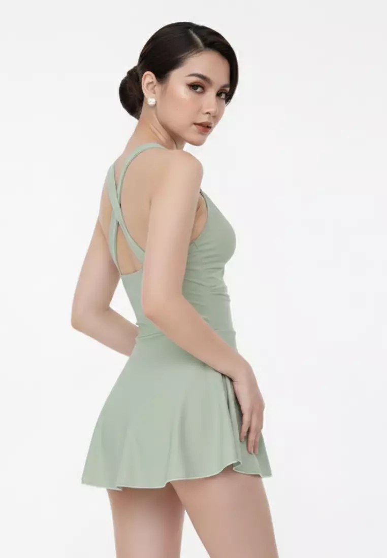 Cancer Swimdress One-Piece – Padded Wire-Free Swimsuit Dress Korean Style Women Swimwear