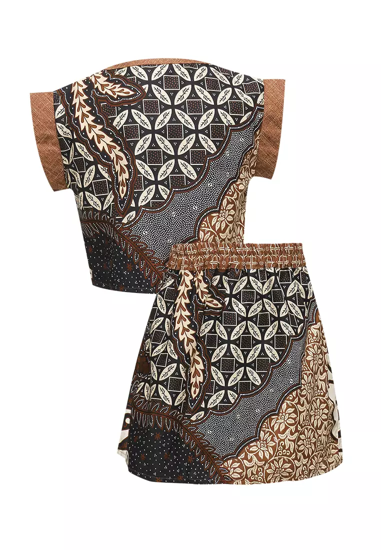 Setelan Anak Perempuan Blouse atasan dan Rok Moren Brown