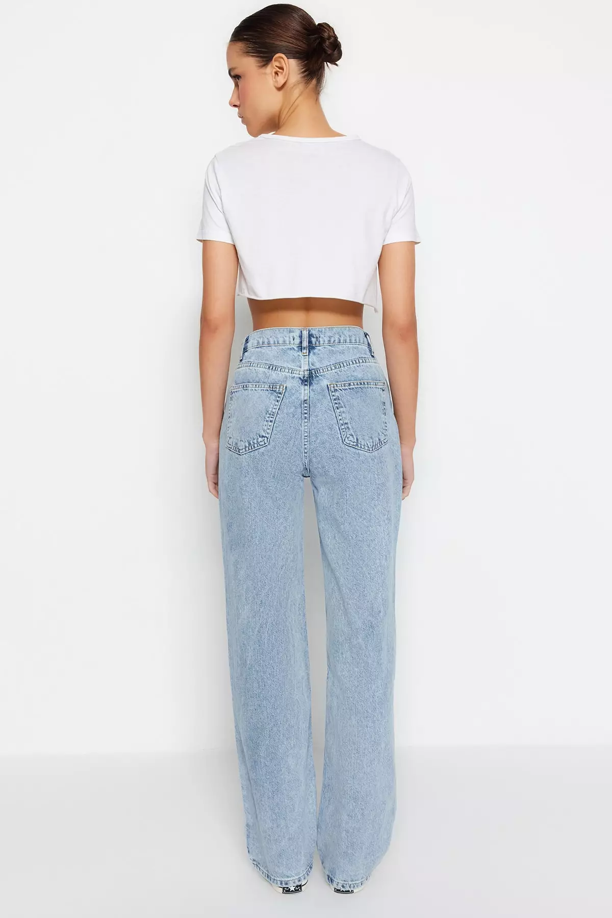 Waist Detail High Waist 90's Wide Leg Jeans
