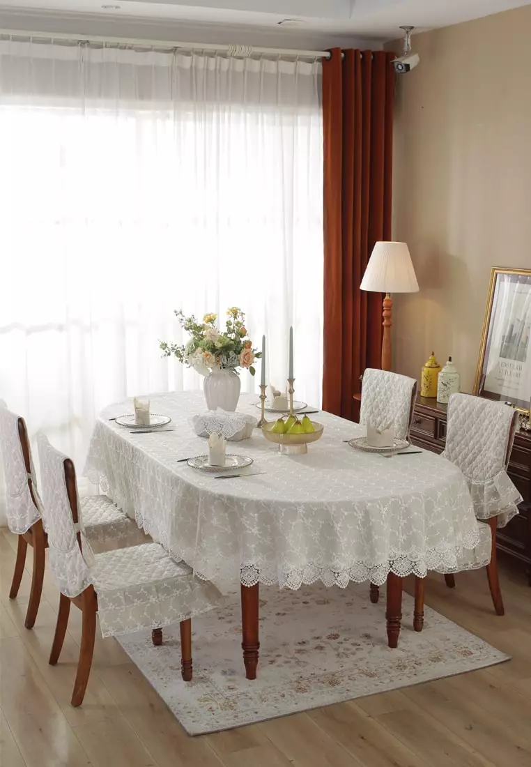 Dining table cover best sale oval shape 6 seater