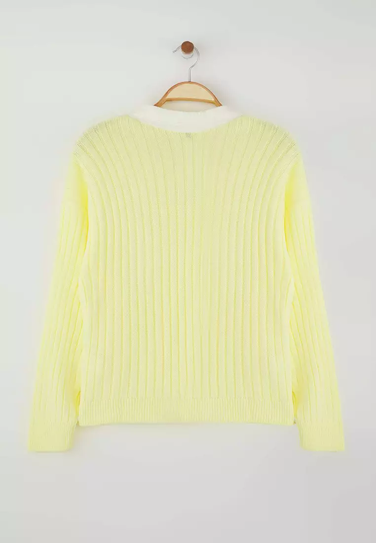 Yellow Knitwear Large Size Cardigan Tbbaw23Av00084