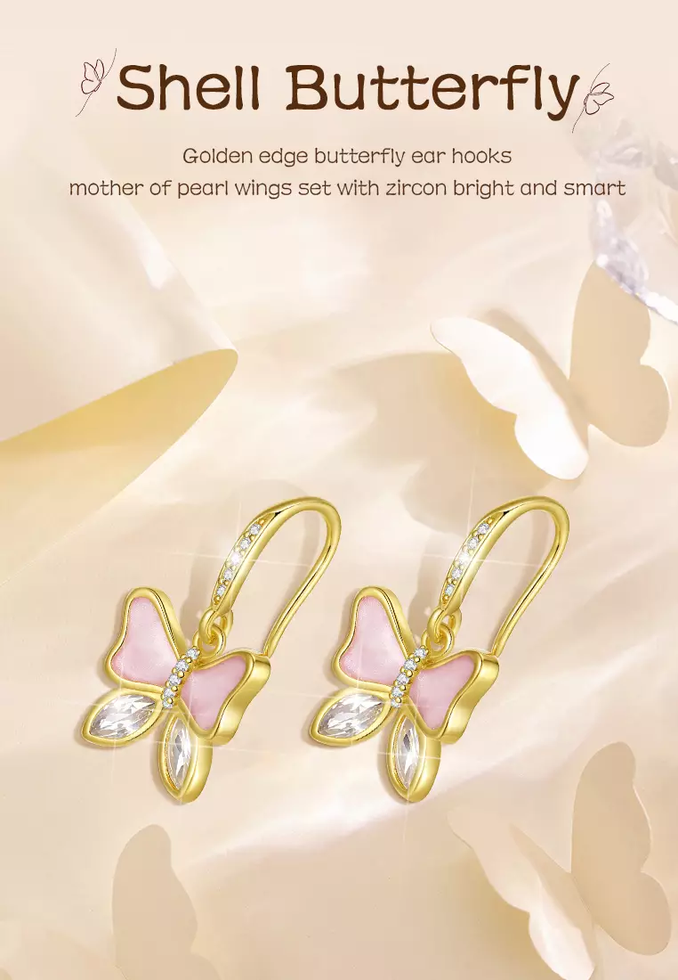 Anting Wanita Titanium Korea Fashion Butterfly Style Antingan Cewek Original Kotak Indah