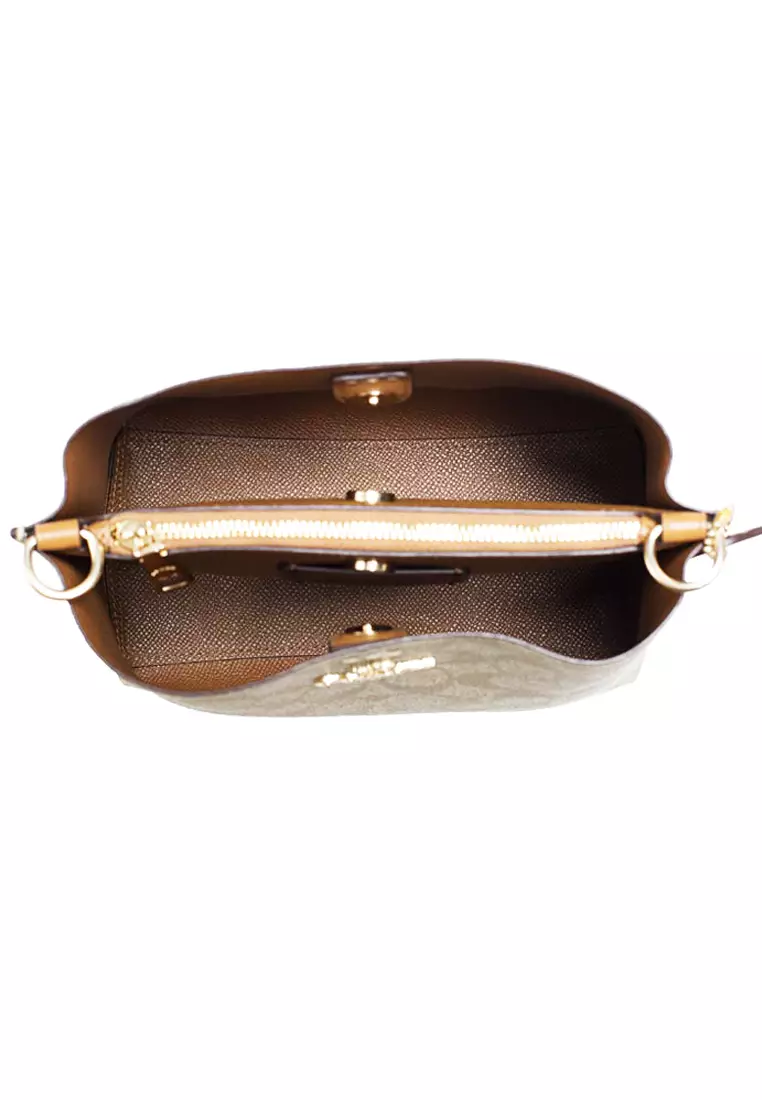 Mollie Bucket Bag 22 In Signature Canvas - Light Brown/Brown