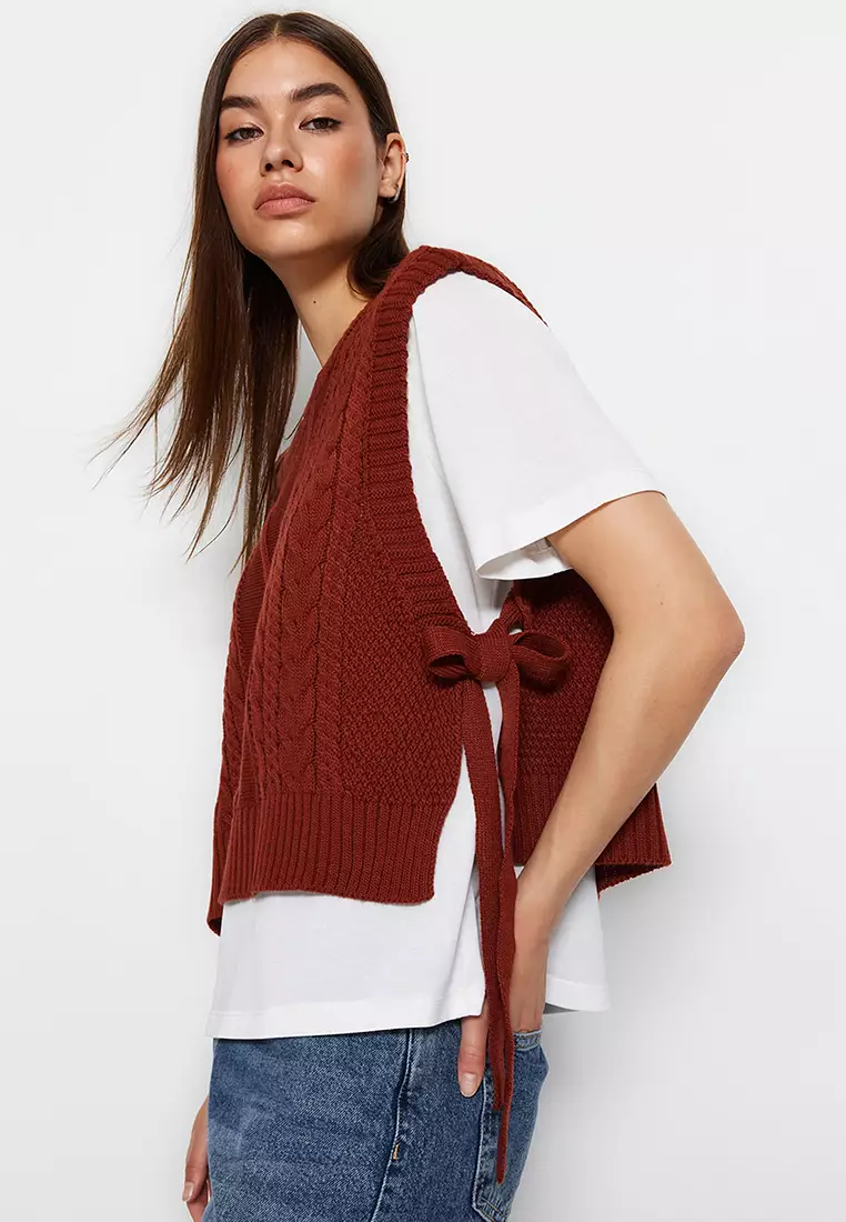 Buy Trendyol Braided Sweater Vest in Stone 2024 Online