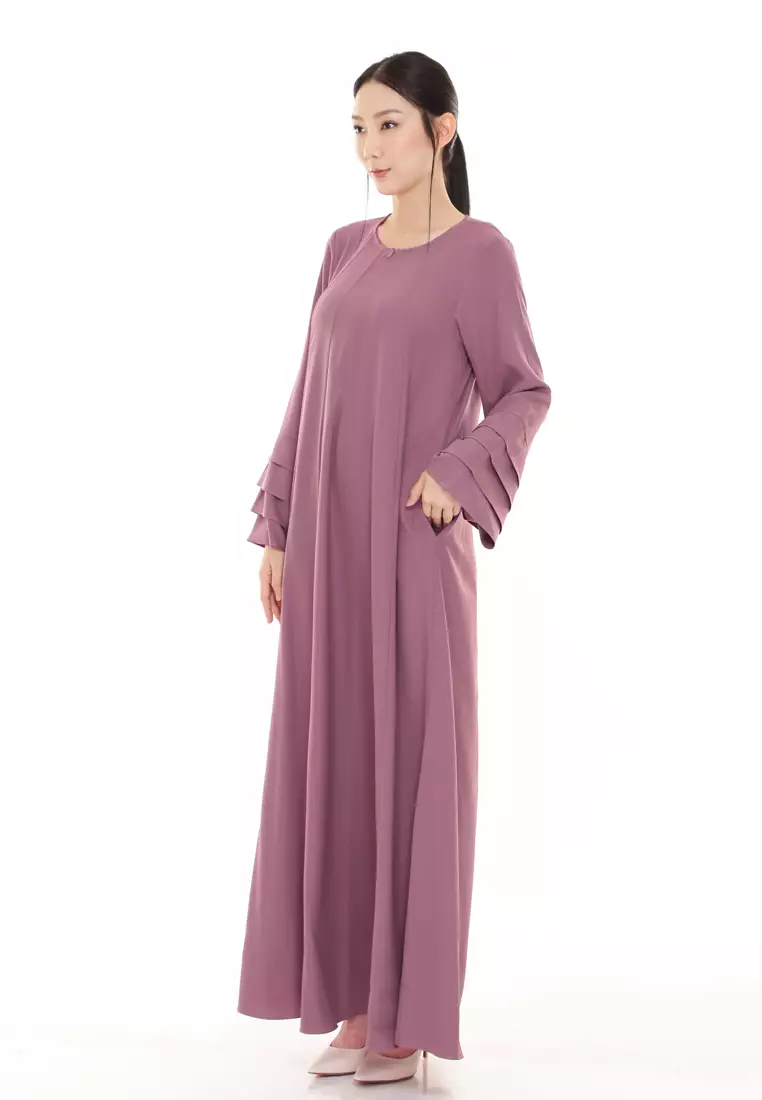 Laura Abaya Long Dress in Dusty Pink