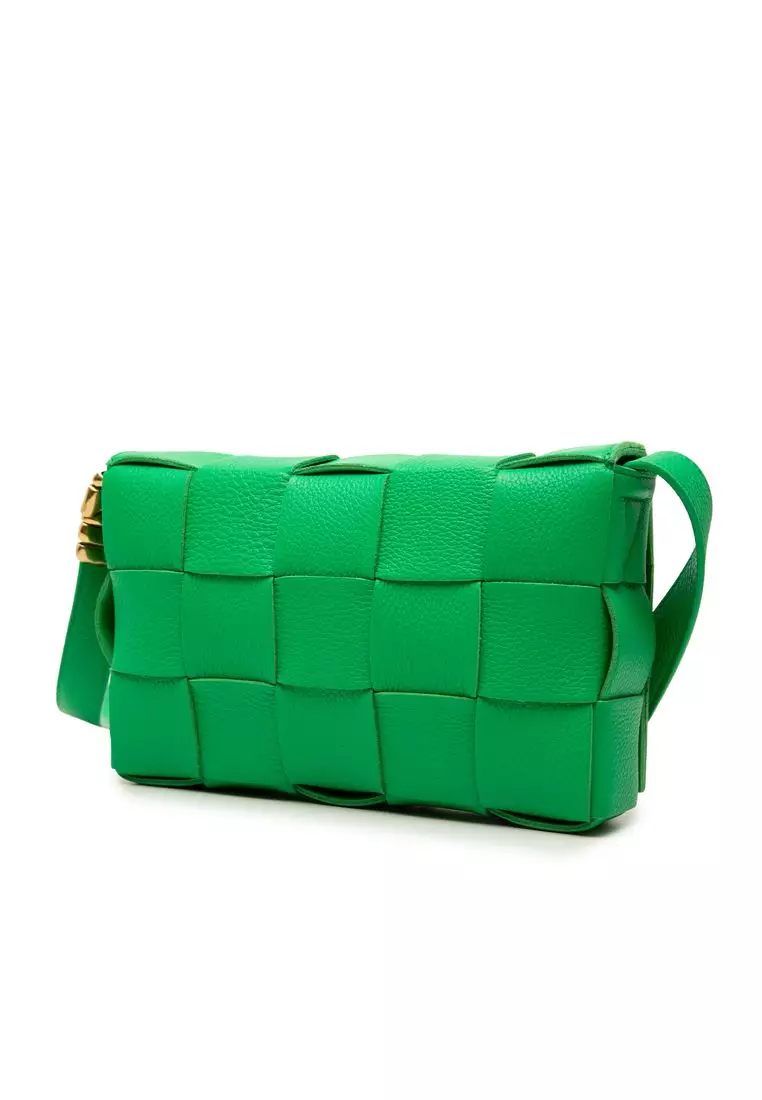 Pre-Loved Bottega Veneta Grained Calfskin Intrecciato Cassette Crossbody
