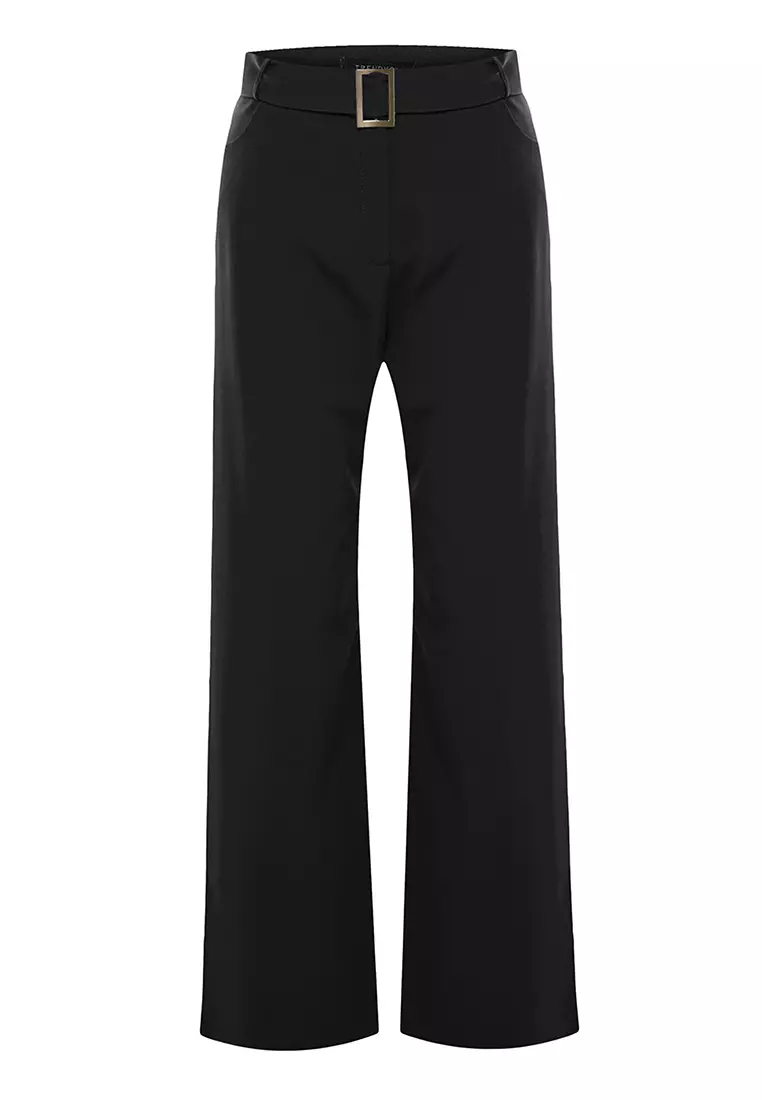 Plus Size Belted Long Trousers