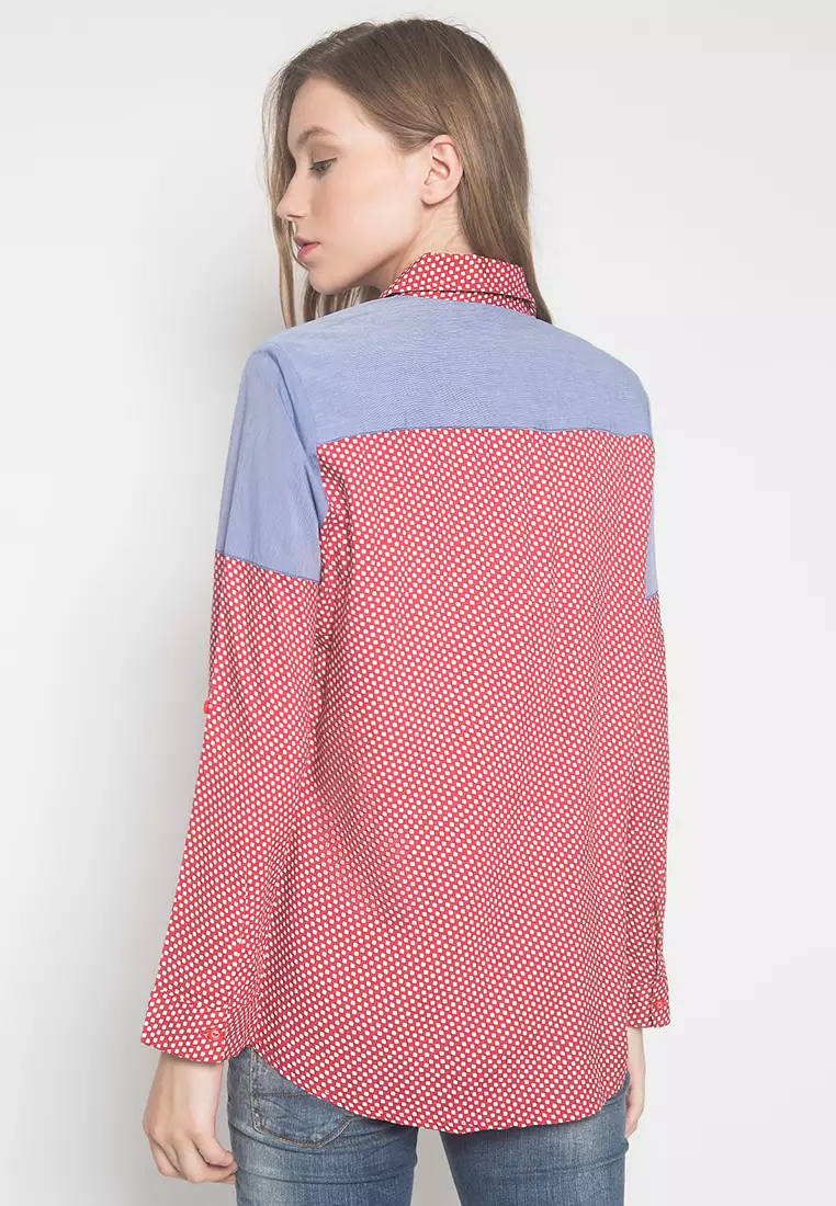 LGS - Kemeja Wanita - Motif Polkadot - Merah Biru LSH.381.O1234L.499.C