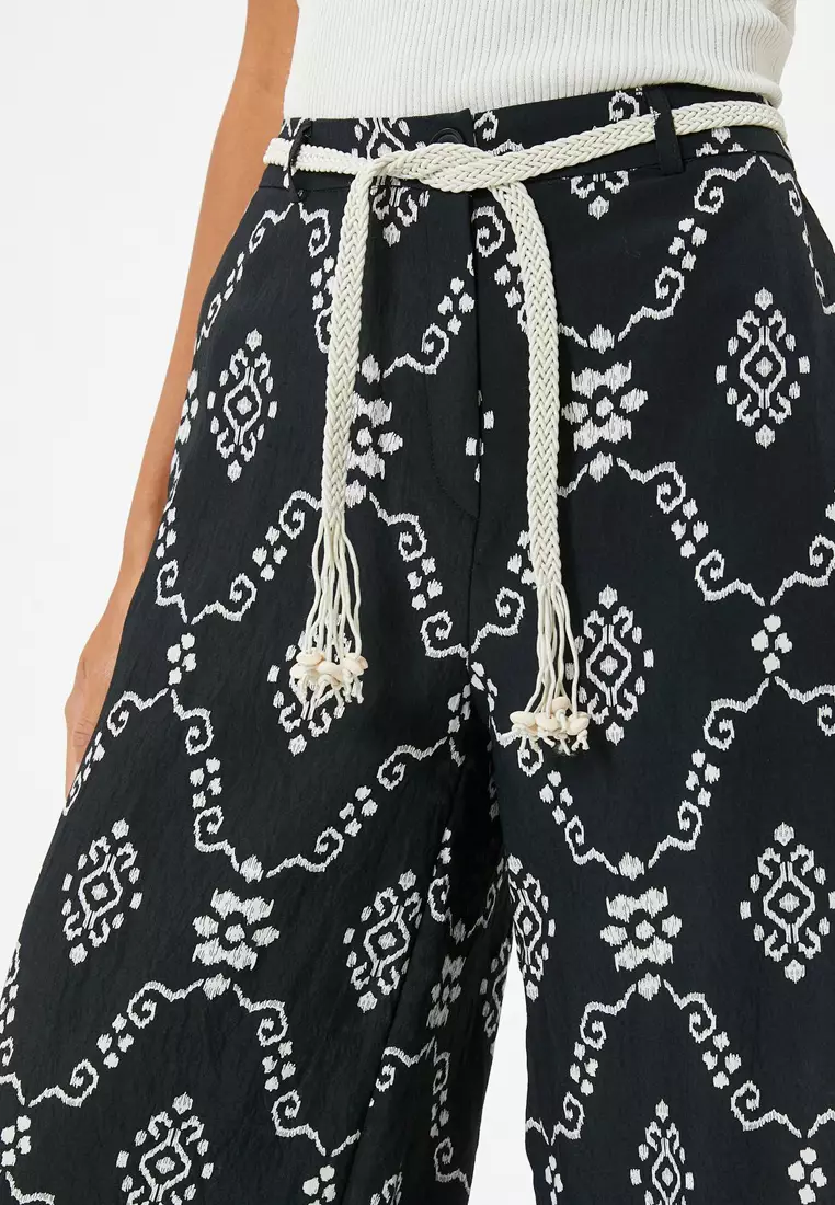 Printed Wide Leg Trousers