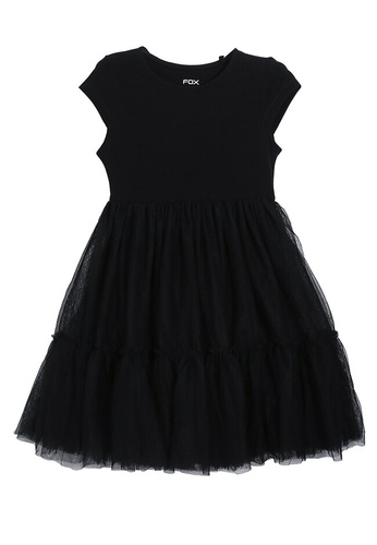 FOX Kids & Baby black Short Sleeve Tiered Jersey Dress D294BKA6C333F8GS_1