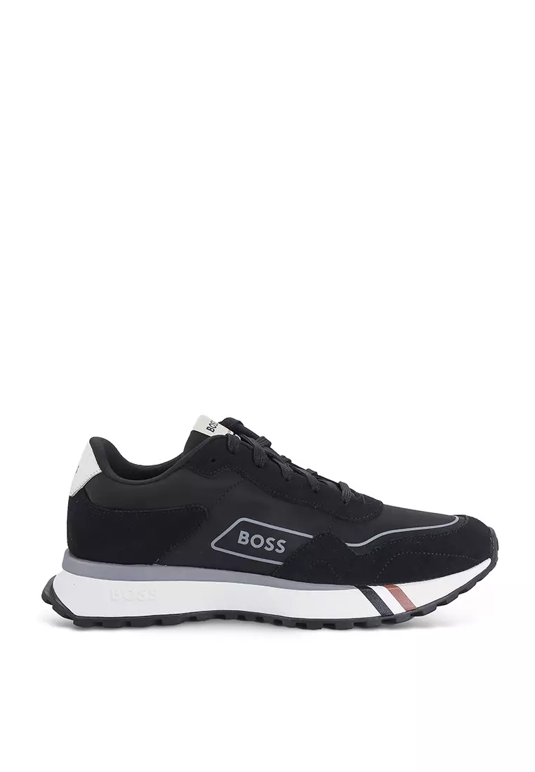 BOSS - Cupsole trainers with laces and branded leather uppers